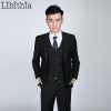 (Jacket+pant+tie) Men’s Slim Fit Suits Men Costume Homme Male Clothes Blazer For Wedding Dresses Jaqueta Masculino Black S321 2