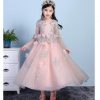 Girls Pageant Long Formal Dresses 2020 Long Sleeve Gauze Ball Gowns Flowers Girls Princess Tutu Dress Kids Party Wedding Dresses 3